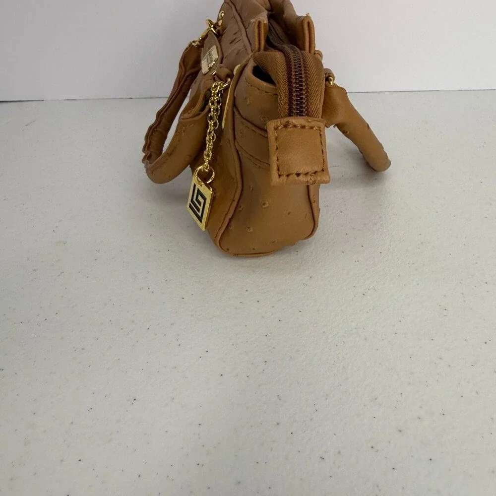 Lori Greiner Tan Mini Satchel‎ Purse with Gold Accents
